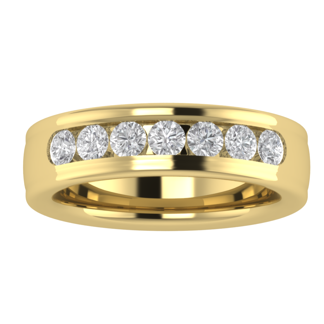 Round Lab Grown Diamond Channel Set 14K White Gold Wedding Band
