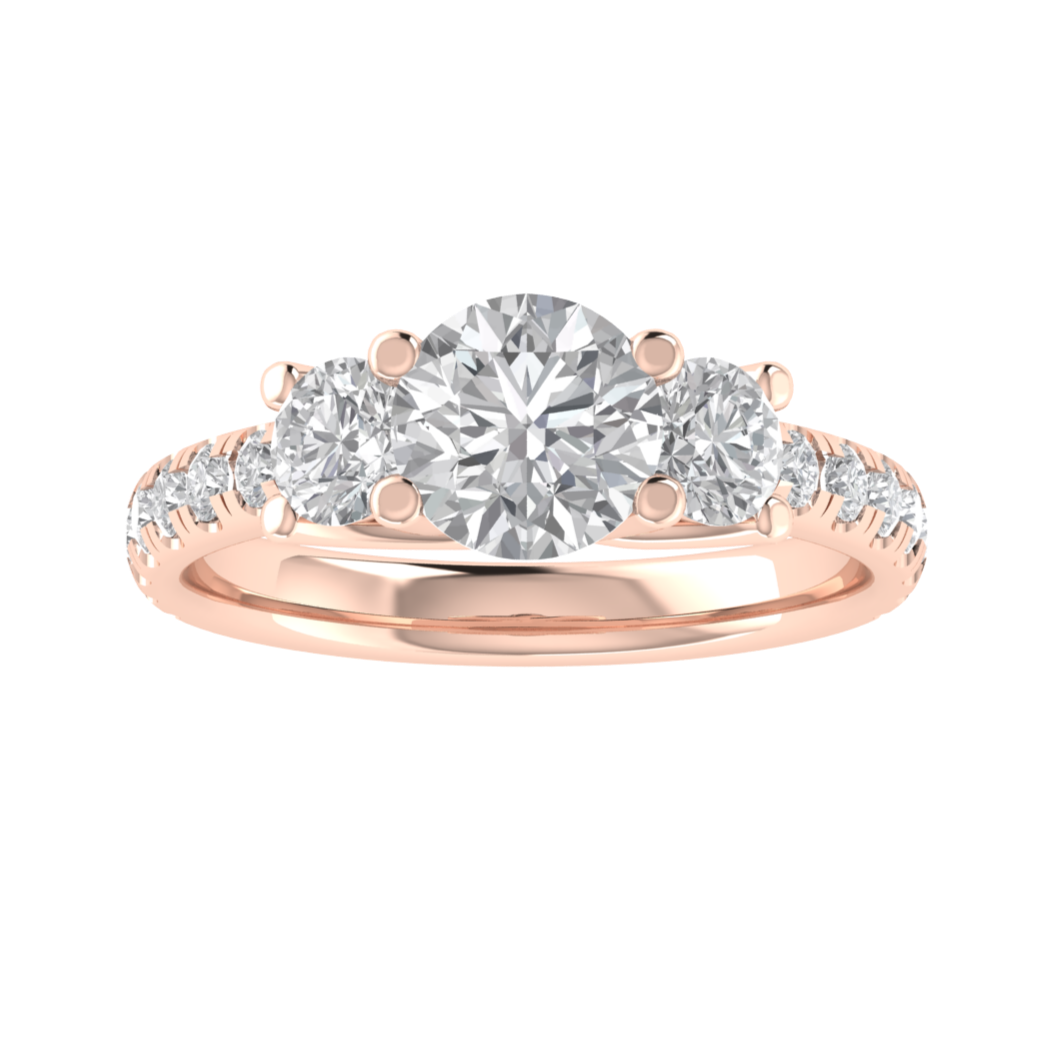 Three Stone Solitaire With Accent Moissanite Ring