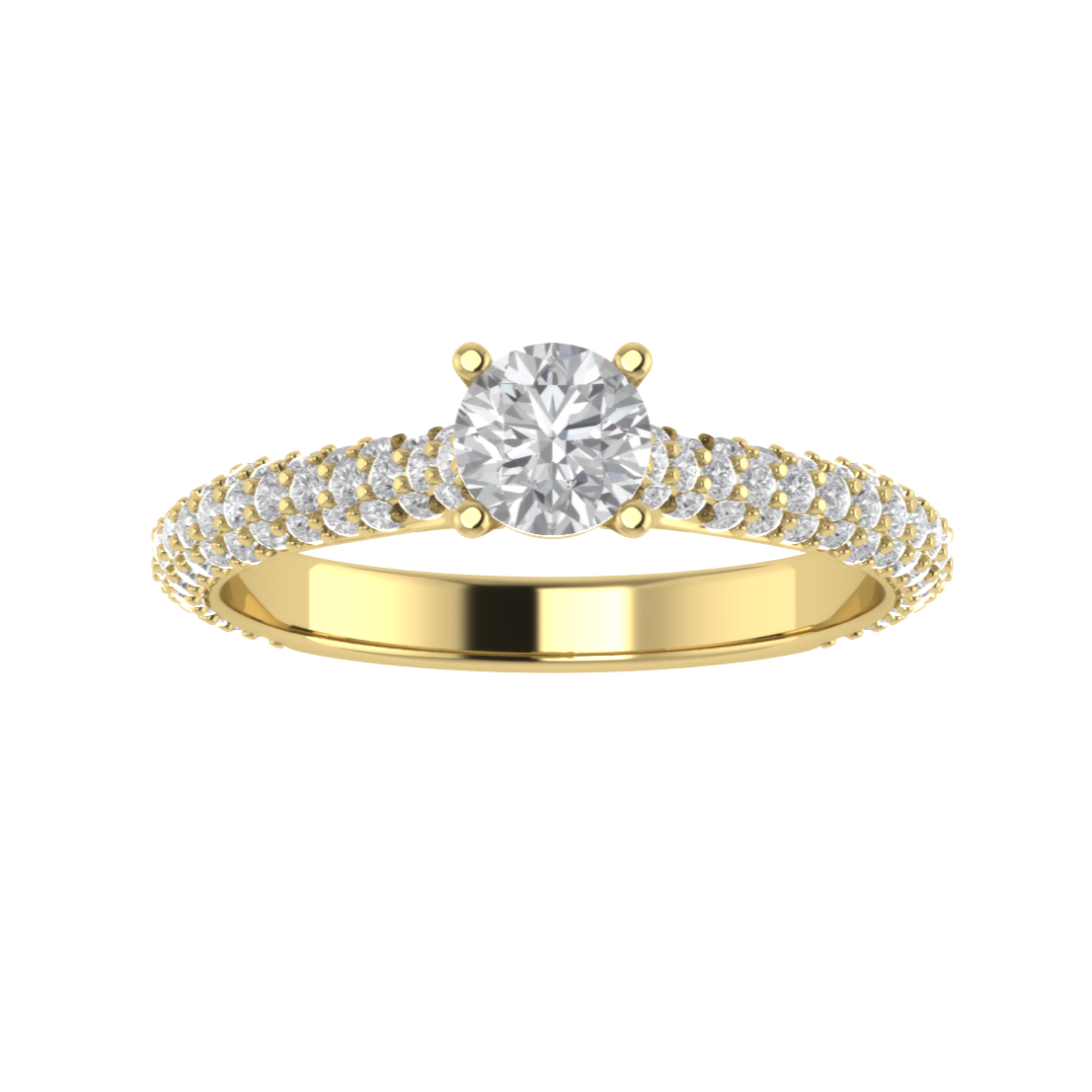 Solitaire With Accent Round Cut Moissanite Engagement Ring