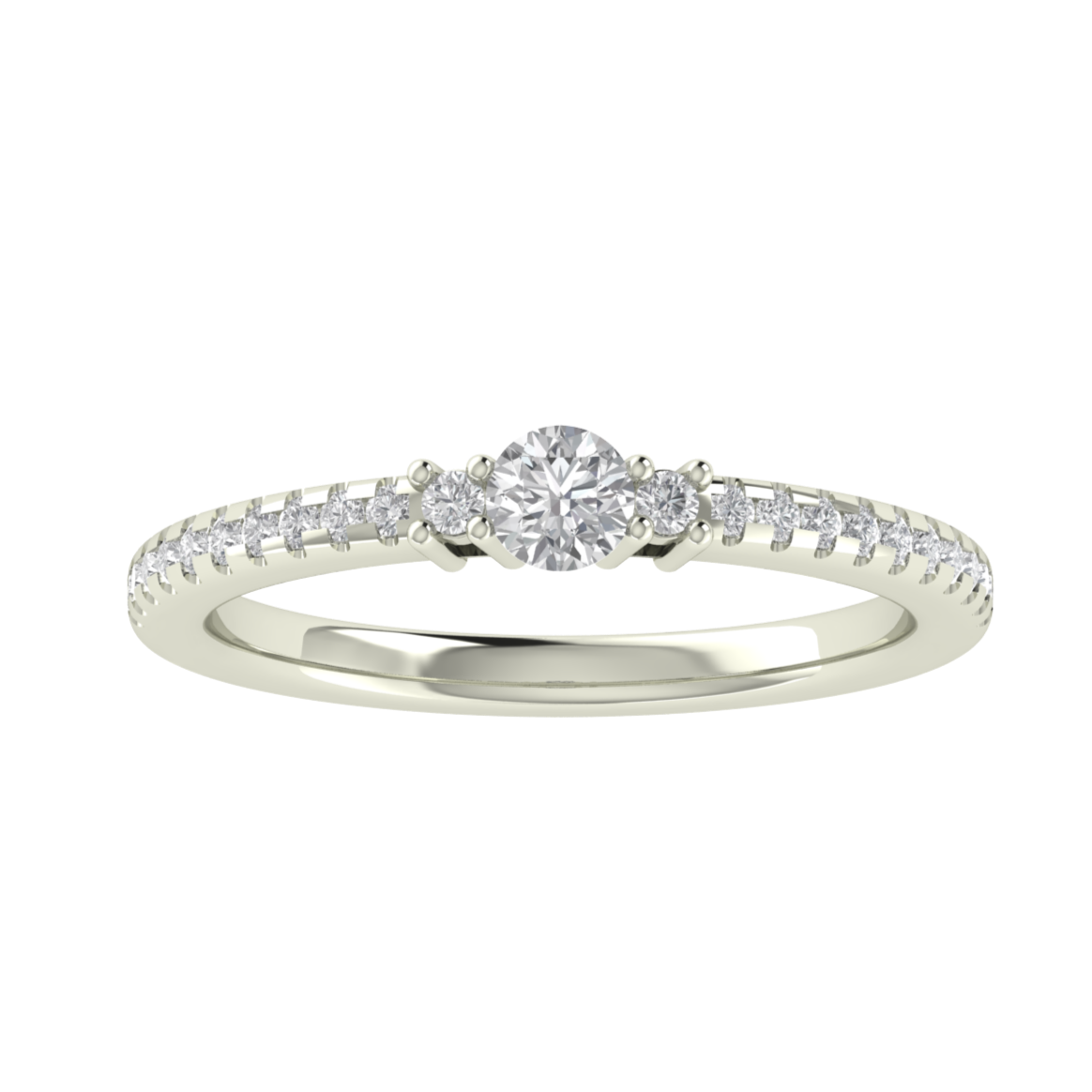 Three Stone Solitaire With Accent Moissanite Wedding Ring