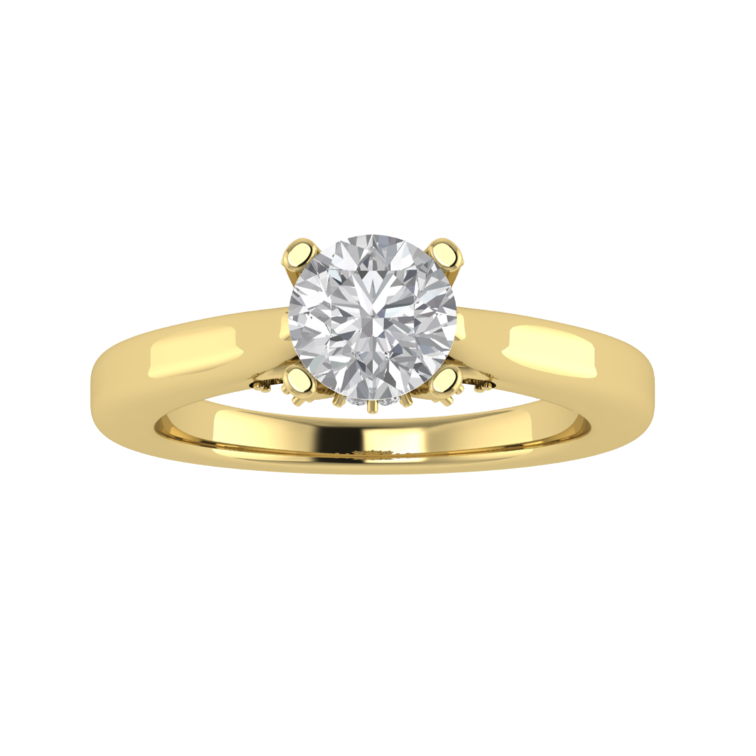 Solitaire Hidden Halo Round Cut Moissanite Engagement Ring