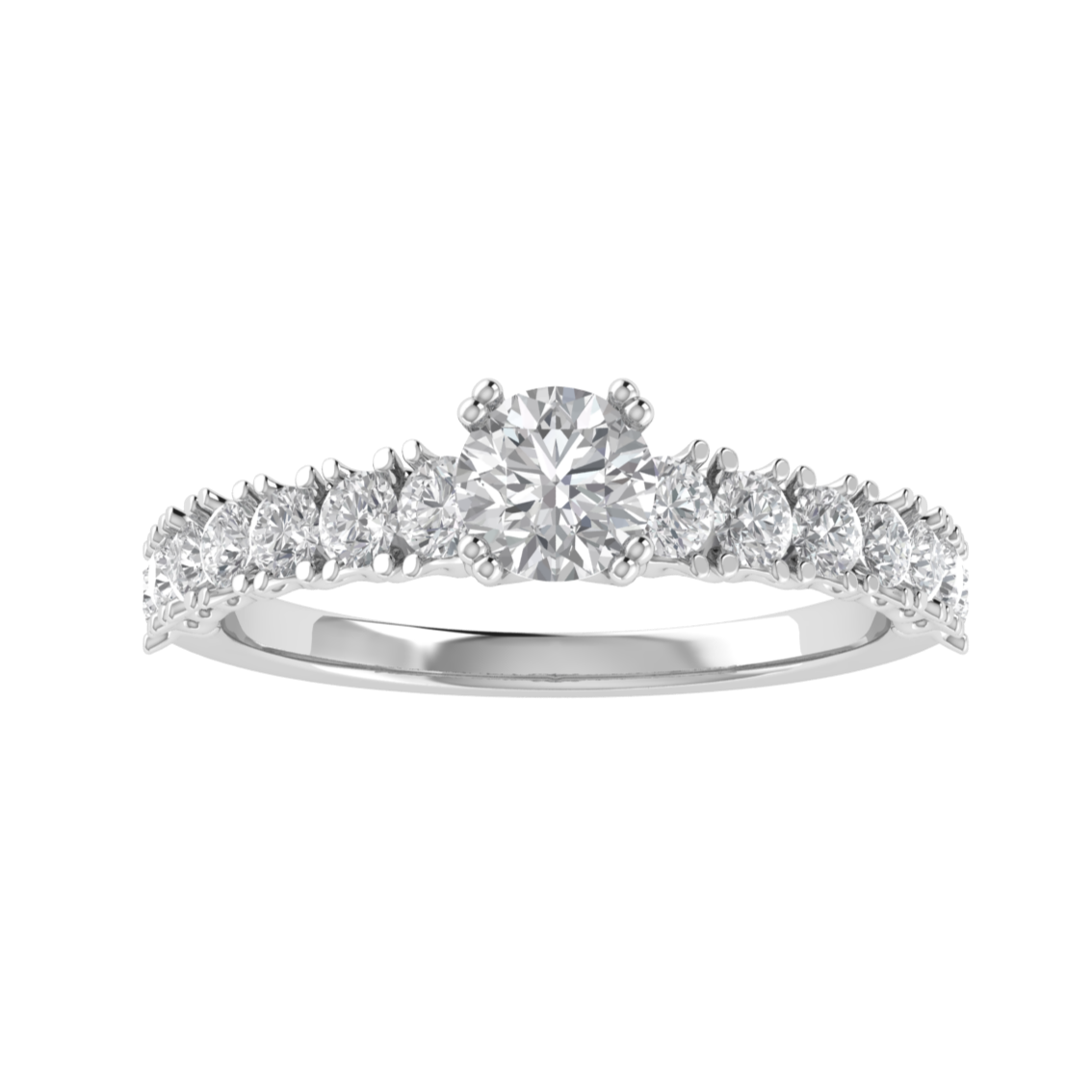 Solitaire With Accent Round Cut Moissanite Engagement Ring