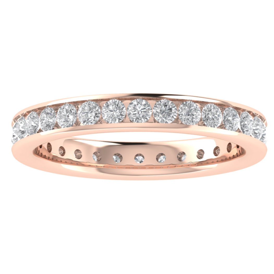 Full Eternity Channel Set Round Cut Moissanite Wedding Band