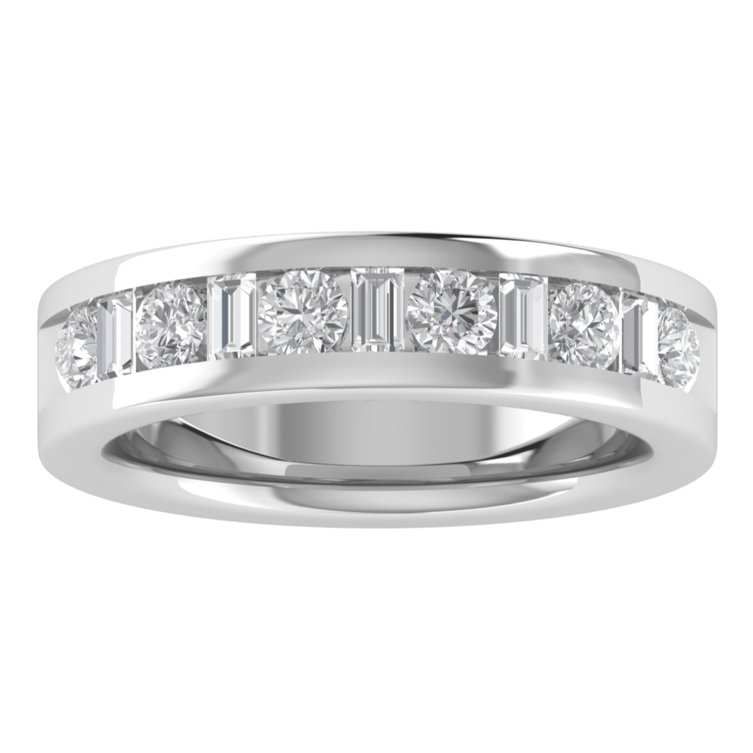 Half Eternity Moissanite Engagement 14K White Gold Band