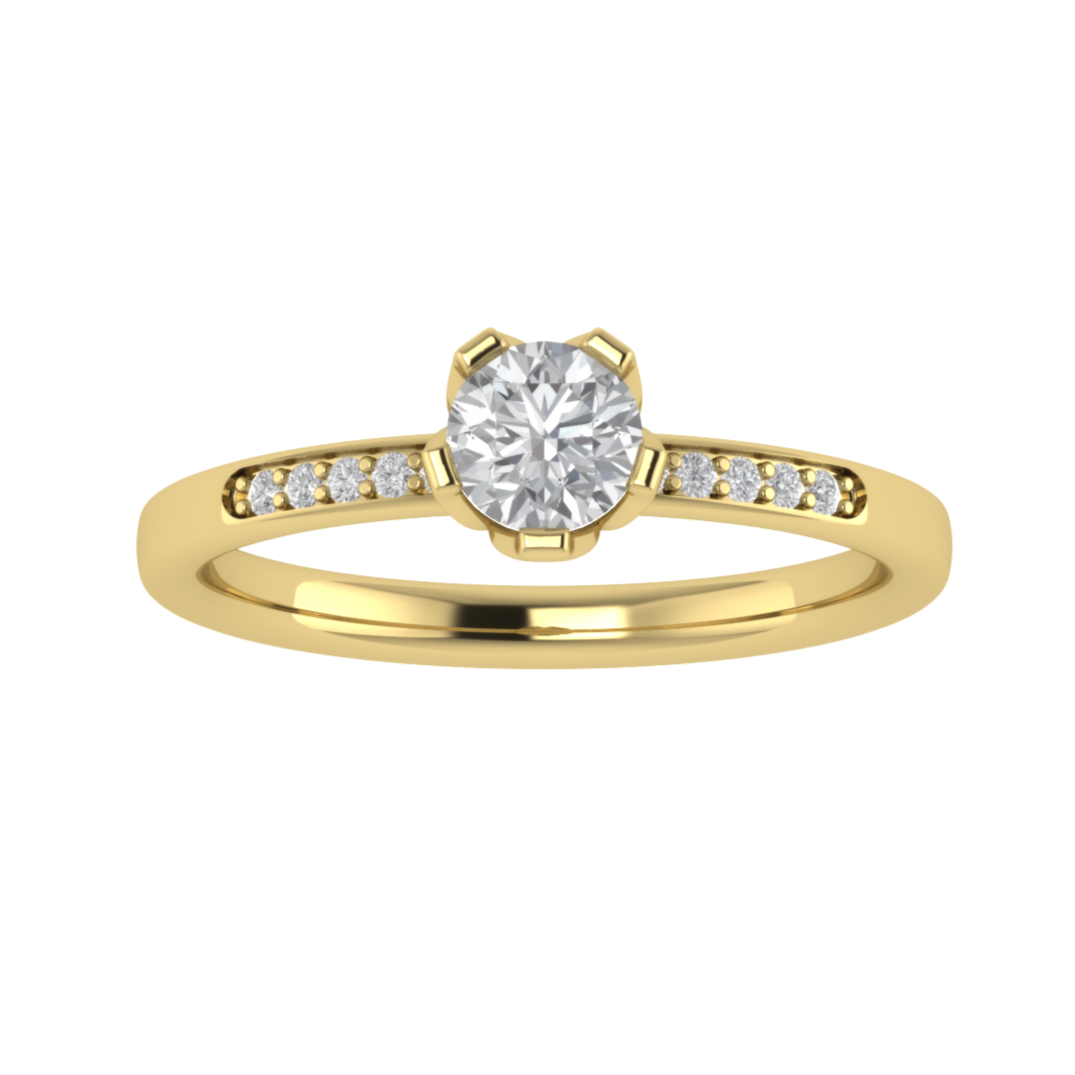 Solitaire With Accent Round Cut Moissanite Engagement Ring
