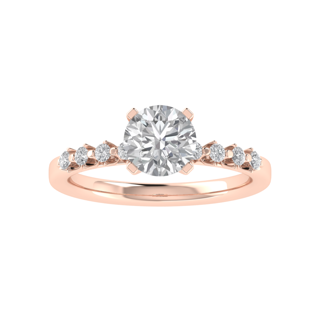 Solitaire With Accent Round Cut Moissanite Engagement Ring