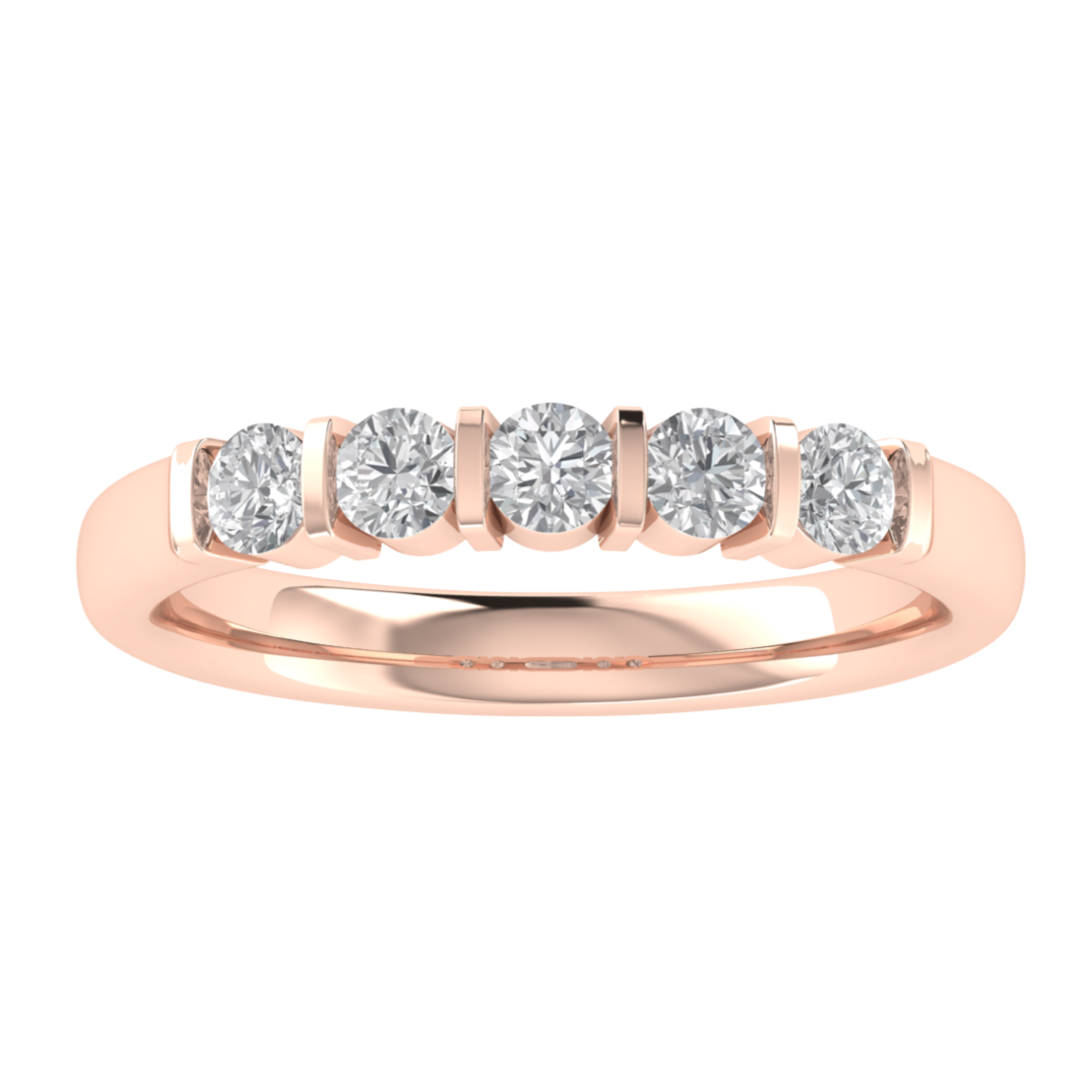 Five Stone Round Cut Moissanite Wedding Band