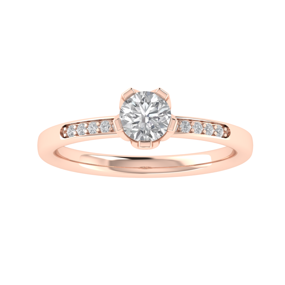 Solitaire With Accent Round Cut Moissanite Engagement Ring
