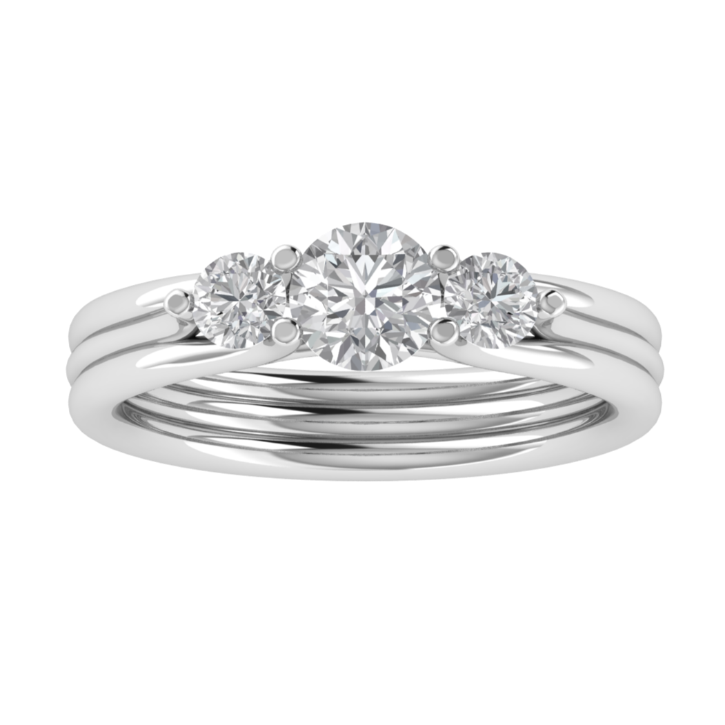 Three Stone Round Cut Moissanite Engagement Ring