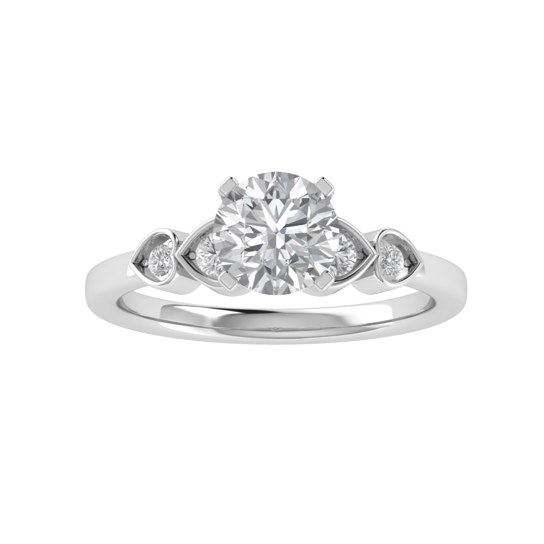 Round Moissanite Solitaire With Accent Moissanite Engagement Ring