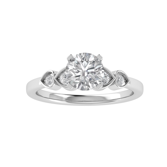 Round Moissanite Solitaire With Accent Moissanite Engagement Ring