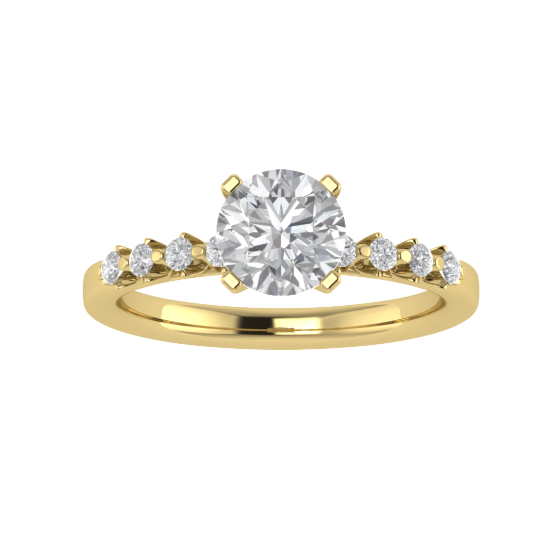 Solitaire With Accent Round Cut Moissanite Engagement Ring