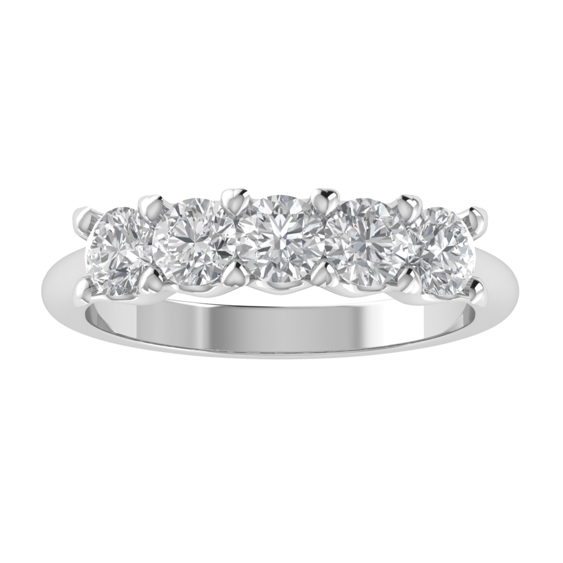 Five Stone Round Cut Moissanite Wedding Ring