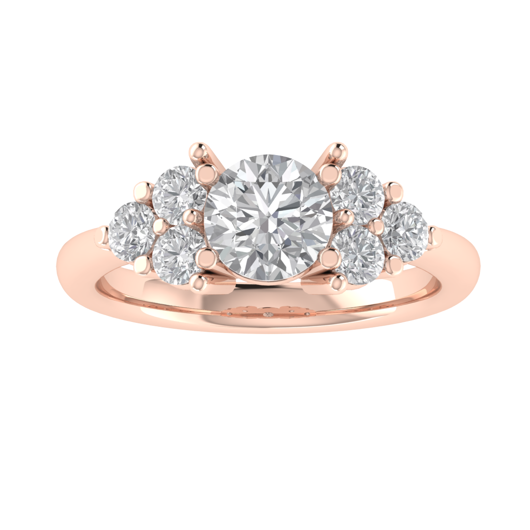 Seven Stone Cluster Round Cut Moissanite Engagement Ring