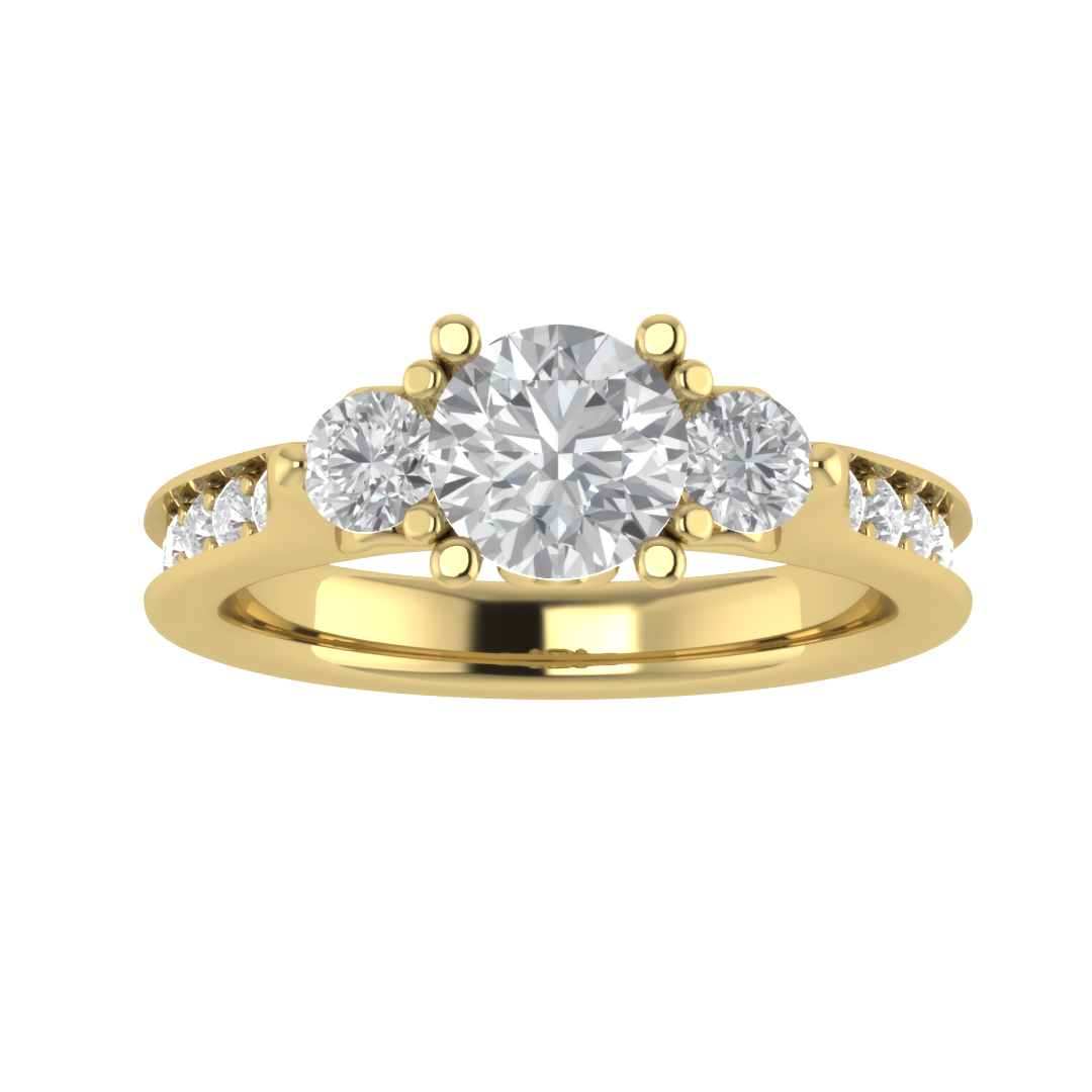 Three Stone Solitaire With Accent Moissanite Engagement Ring