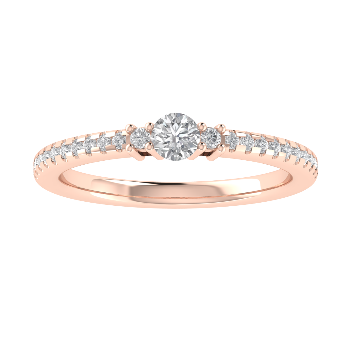 Lab Grown Diamond Three Stone 14K White Gold Wedding Band