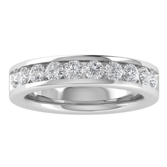 Channel Set Half Eternity Round Cut Moissanite Wedding Ring