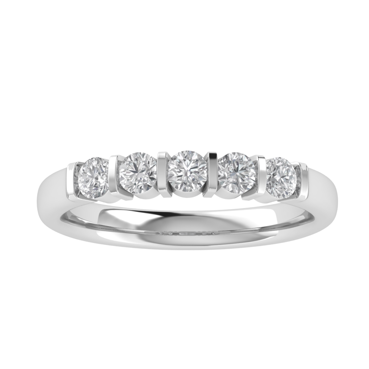 Five Stone Round Cut Moissanite Wedding Band
