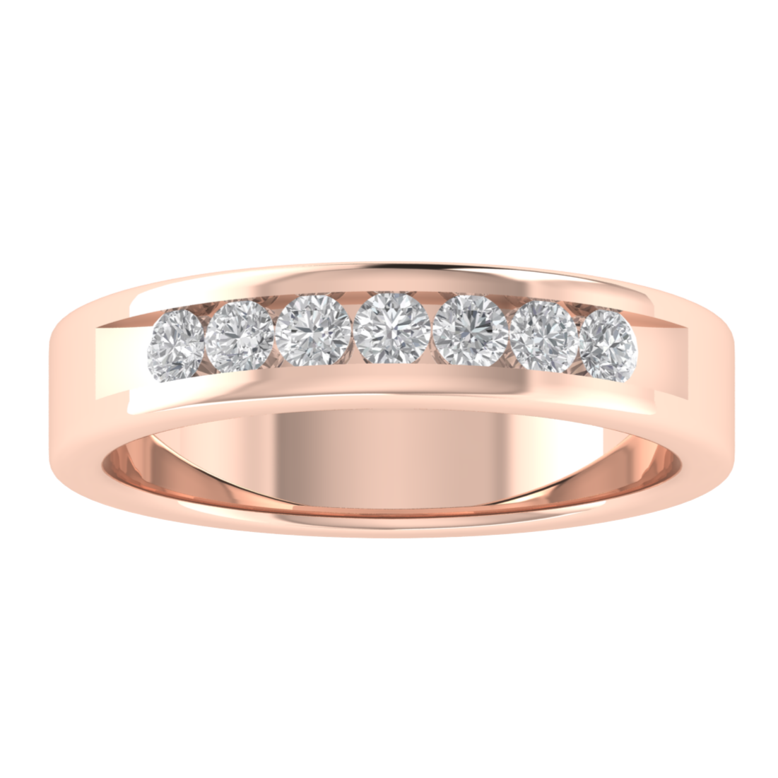 Seven Stone Channel Set Round Cut Moissanite Wedding Band