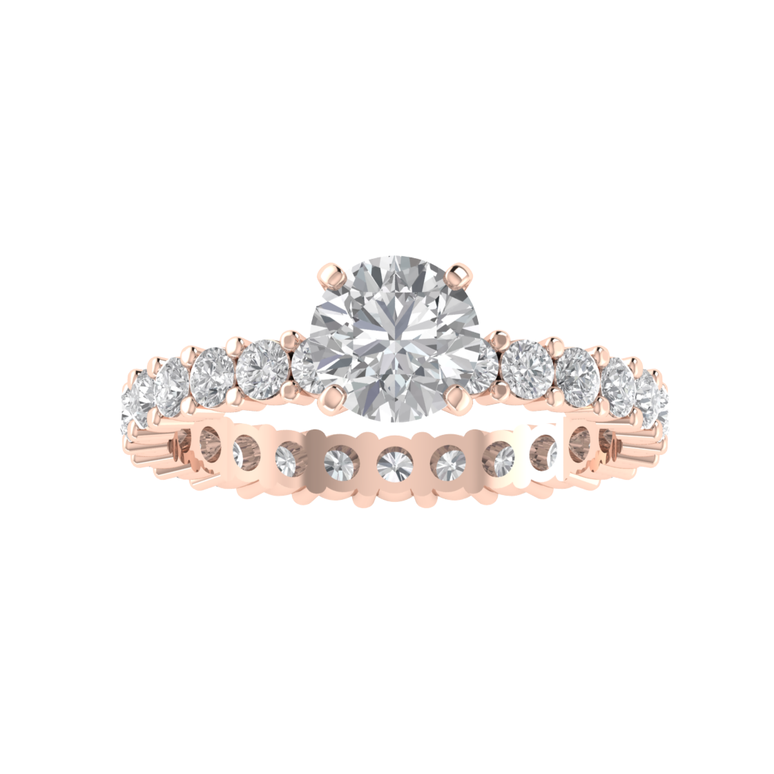 Solitaire With Accent Round Cut Moissanite Engagement Ring