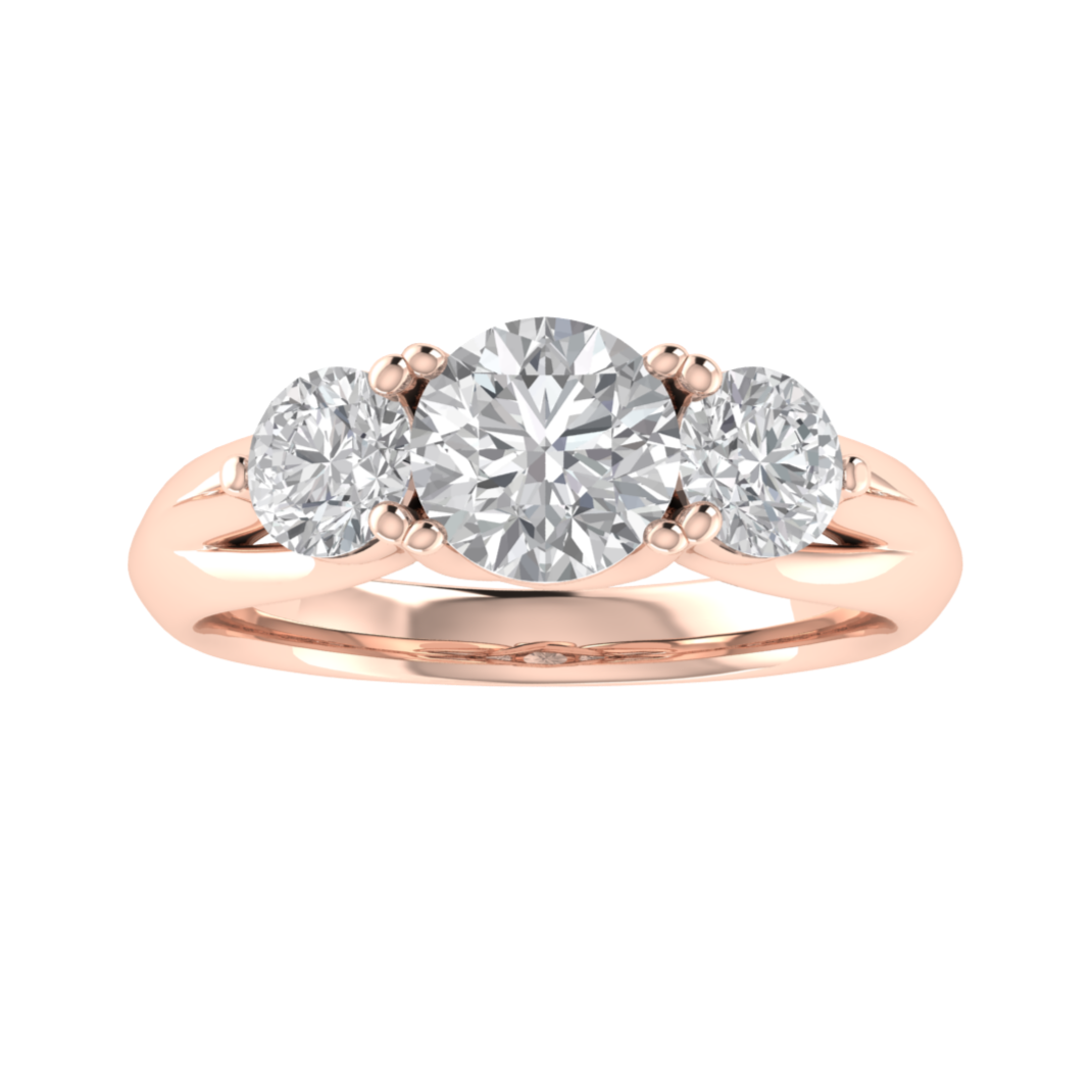 Three Stone Round Cut Moissanite Engagement Ring