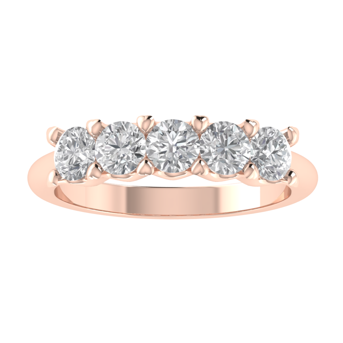 Five Stone Round Cut Moissanite Wedding Ring