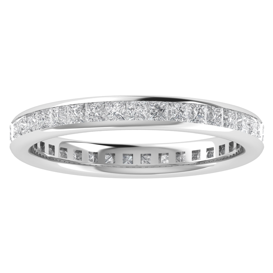 Full Eternity Channel Set Princess Cut Moissanite Wedding Band