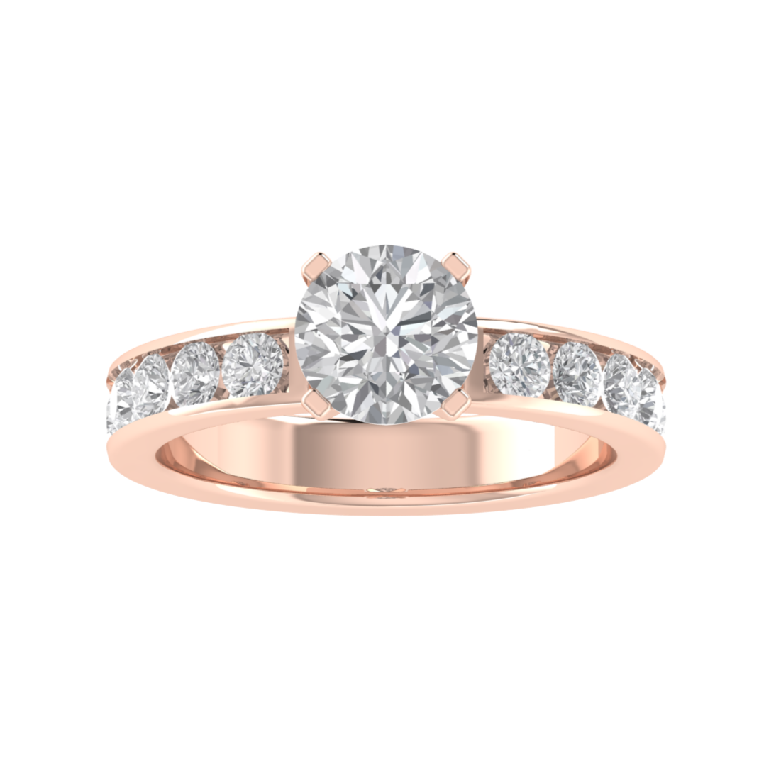 Round Cut Moissanite Diamond Channel Set Wedding Ring