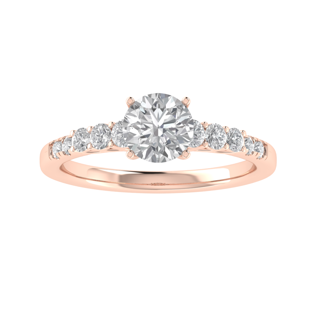 Hidden Halo Milgrain Solitaire With Accent Moissanite Ring