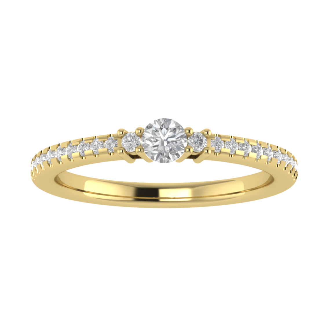 Lab Grown Diamond Three Stone 14K White Gold Wedding Band