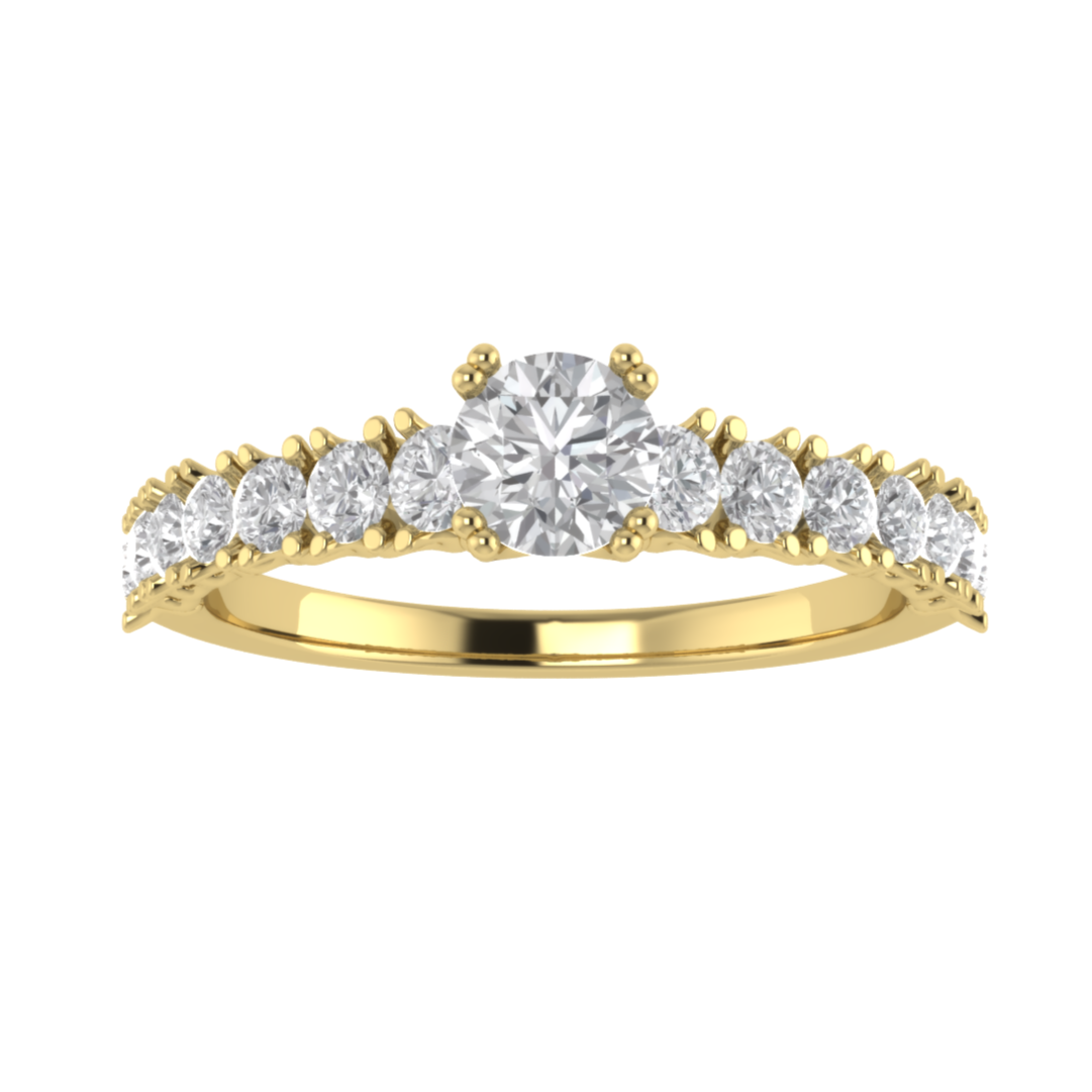 Solitaire With Accent Round Cut Moissanite Engagement Ring