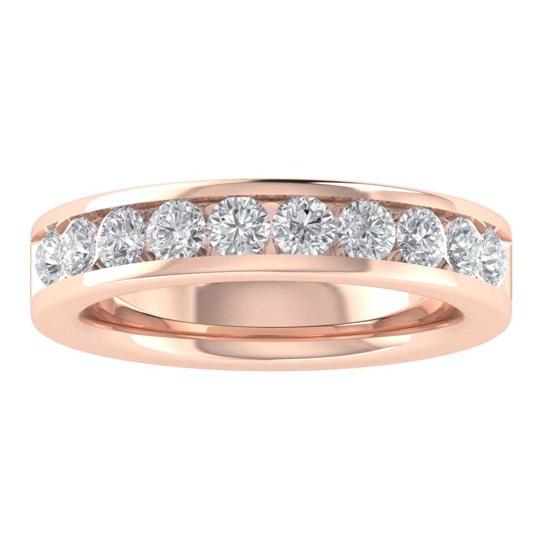 Round Cut Lab Grown Diamond Channel Set 14K Gold Band