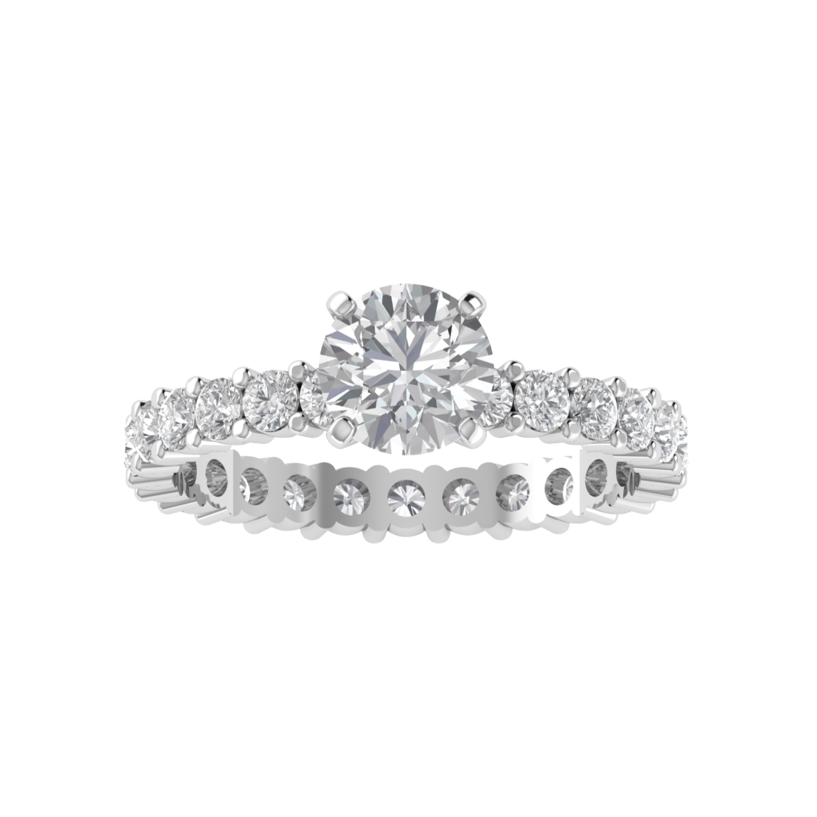 Solitaire With Accent Round Cut Moissanite Engagement Ring