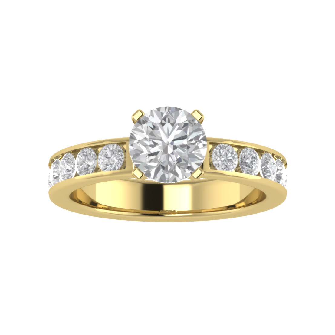 Round Cut Moissanite Diamond Channel Set Wedding Ring