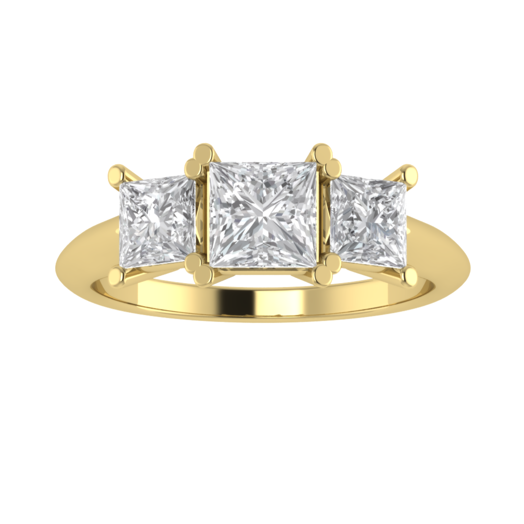 Three Stone Princess Cut Moissanite Engagement Ring