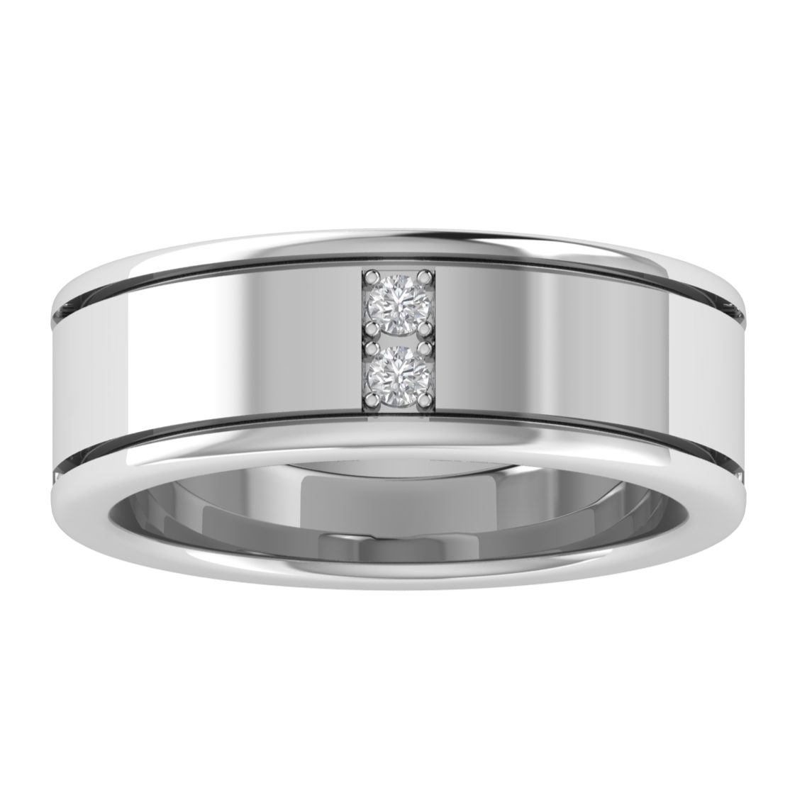 Lab Grown Diamond Two Stone 14K White Gold Wedding Band