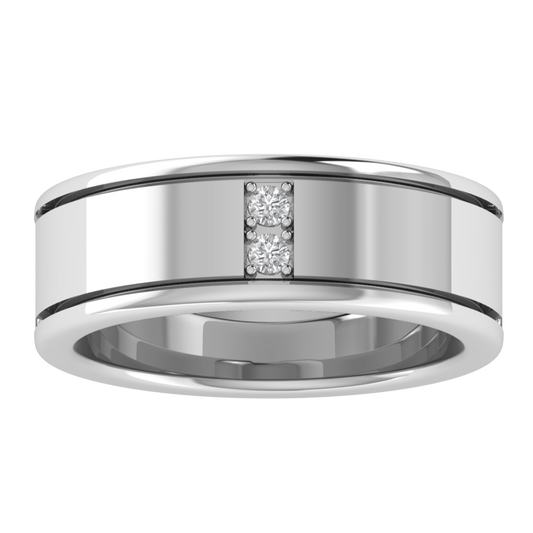 Lab Grown Diamond Two Stone 14K White Gold Wedding Band