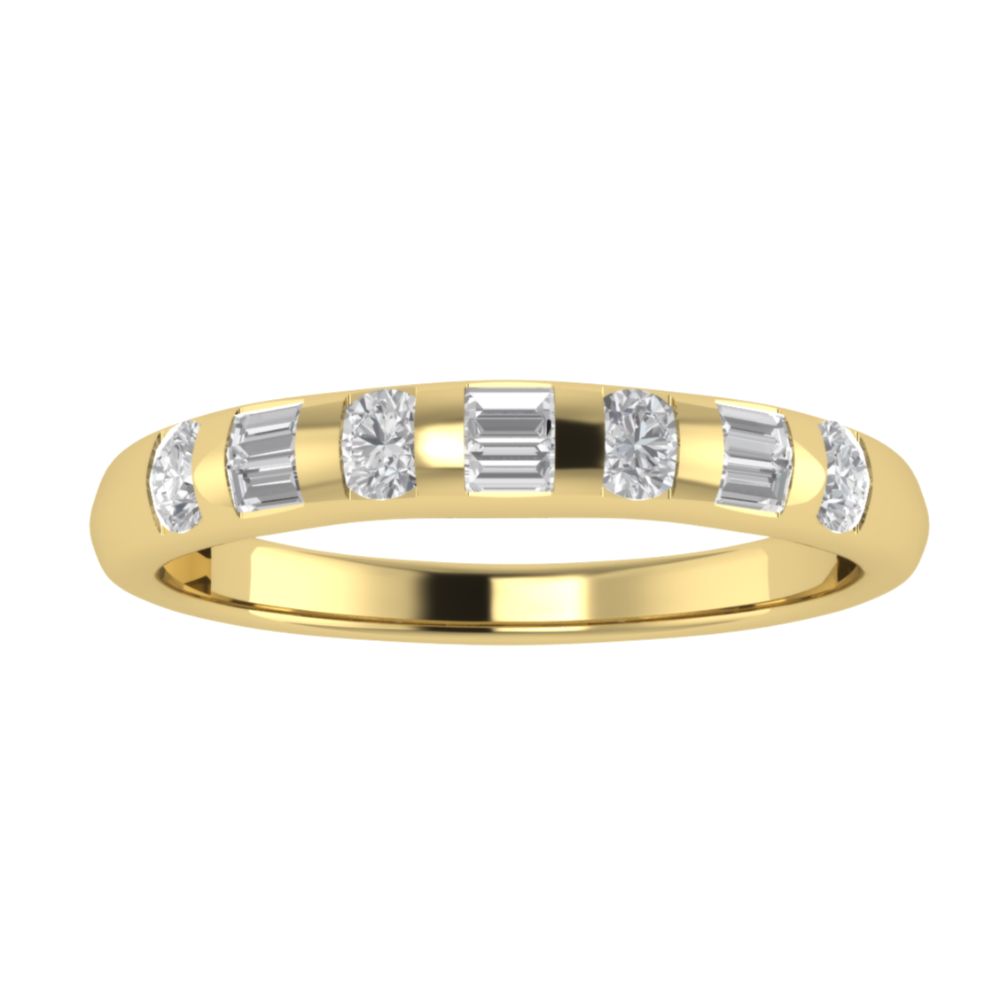 Seven Stone Flush Setting Half Eternity Moissanite Wedding Band