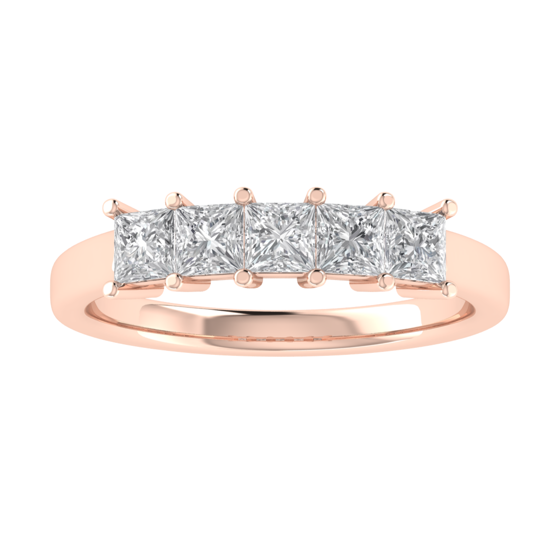 Princess Cut Five Stone Moissanite Wedding Ring