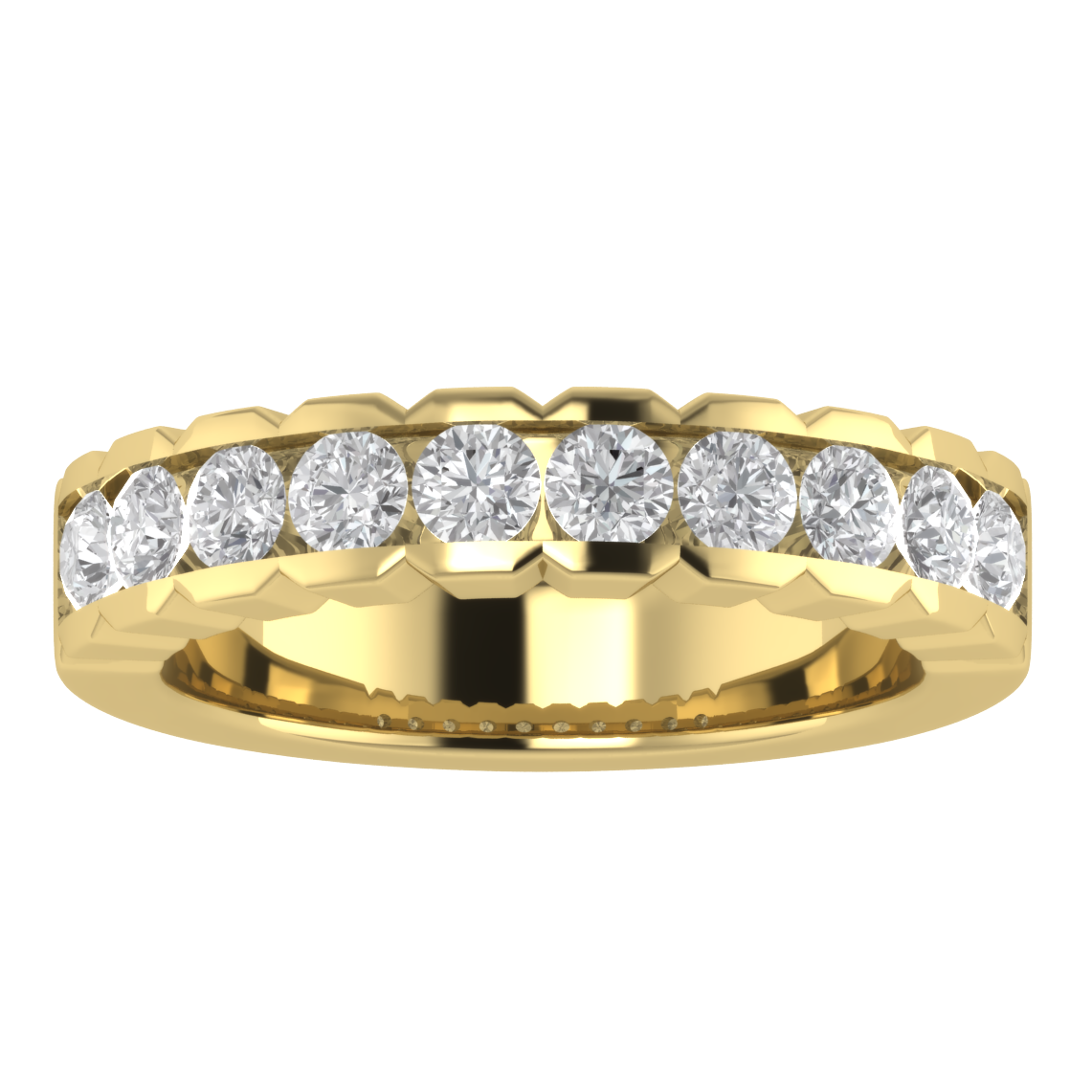 Vintage Channel Set Half Eternity Round Cut Moissanite Wedding Ring