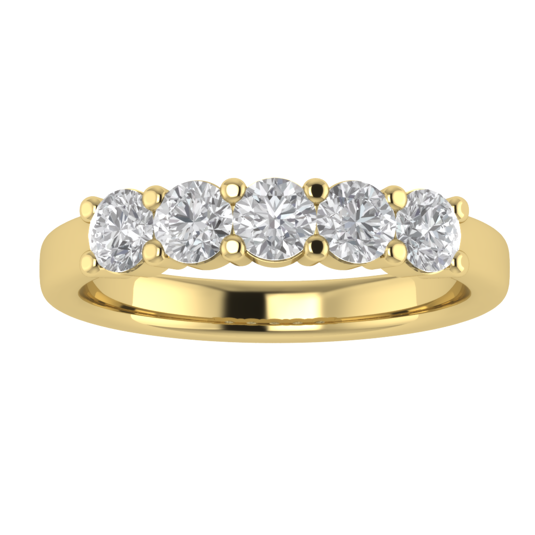 Lab Grown Diamond Five Stone 14K White Gold Wedding Band