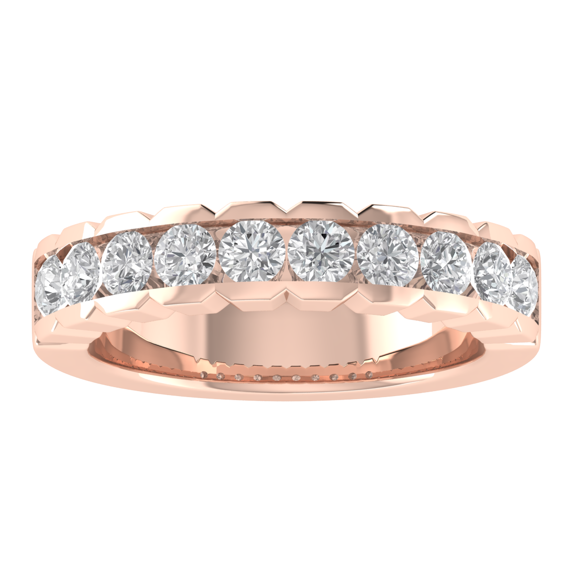 Unique Style Round Lab Grown Diamond Matching 14K White Gold Band