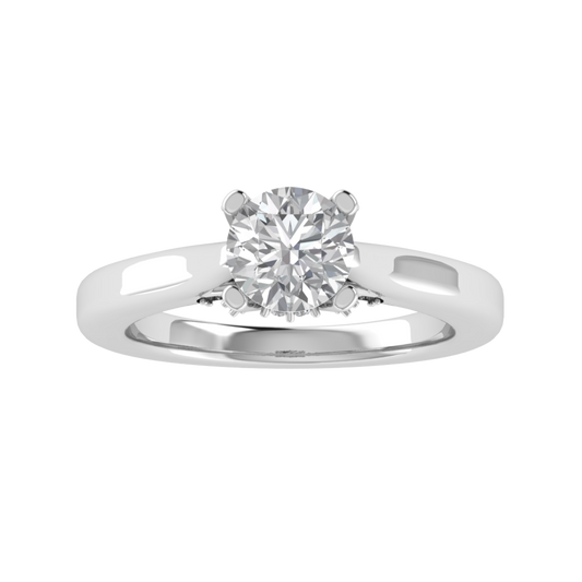 Solitaire Hidden Halo Round Cut Moissanite Engagement Ring