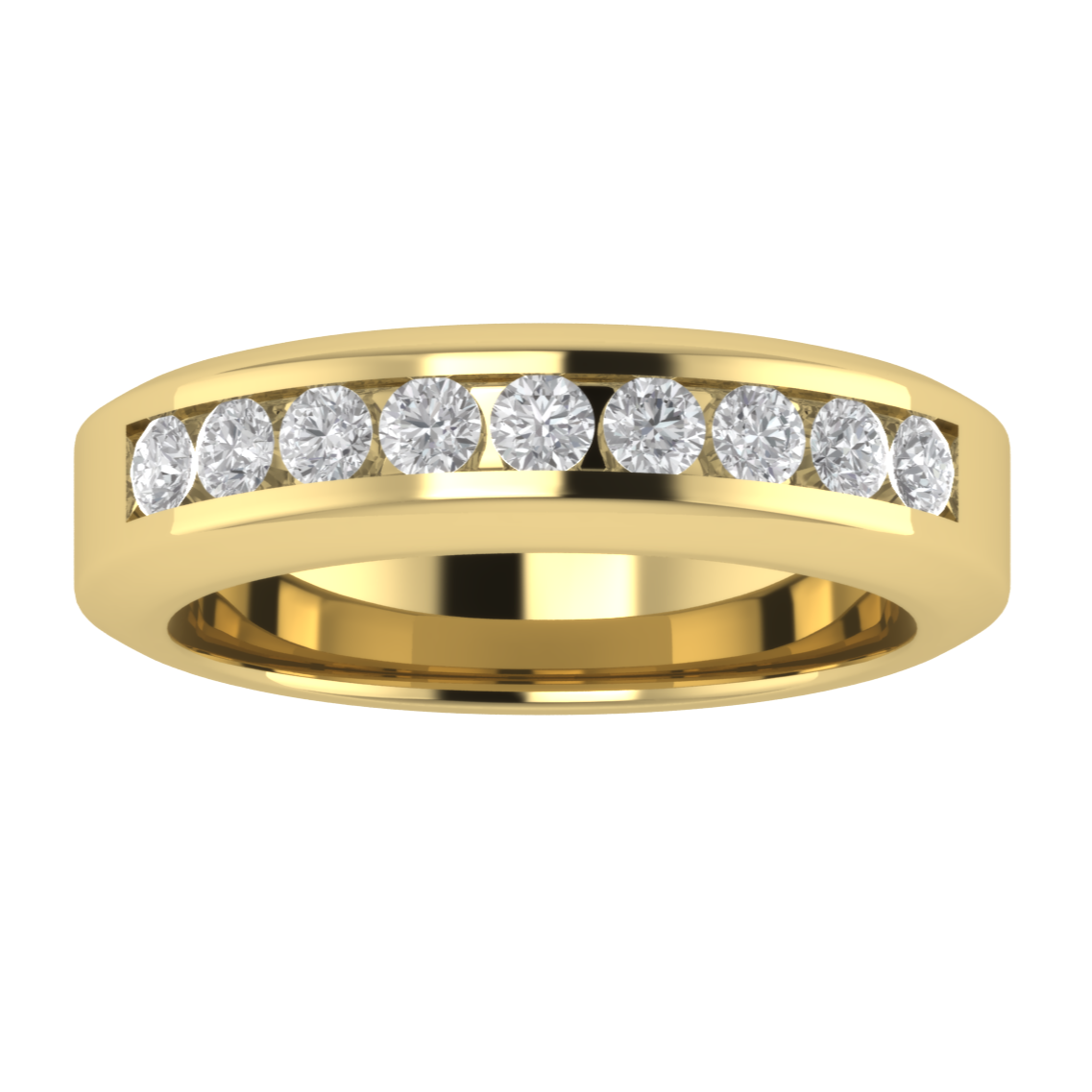 Half Eternity Channel Set Round Cut Moissanite Wedding Band