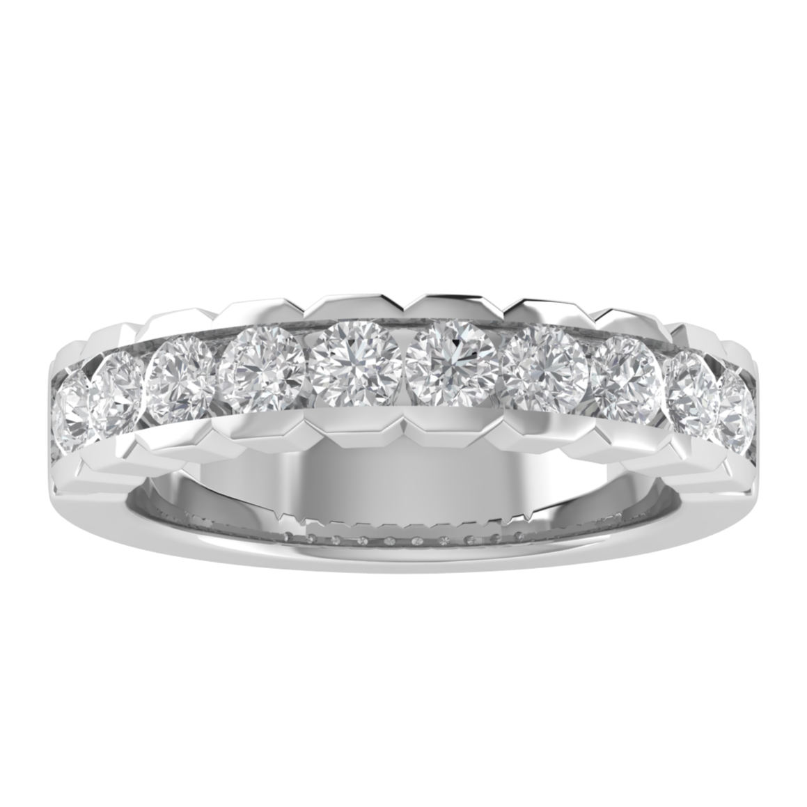 Vintage Channel Set Half Eternity Round Cut Moissanite Wedding Ring