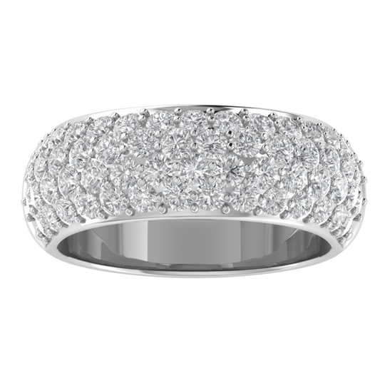 Cluster Round Cut Moissanite Half Eternity Band
