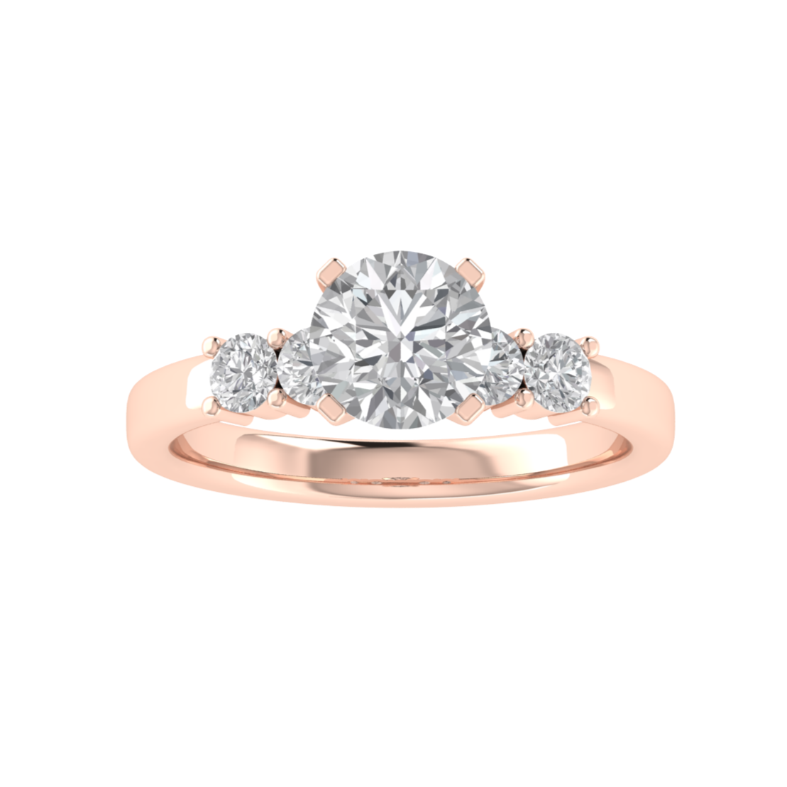 Five Stone Solitaire With Accent Moissanite Engagement Ring