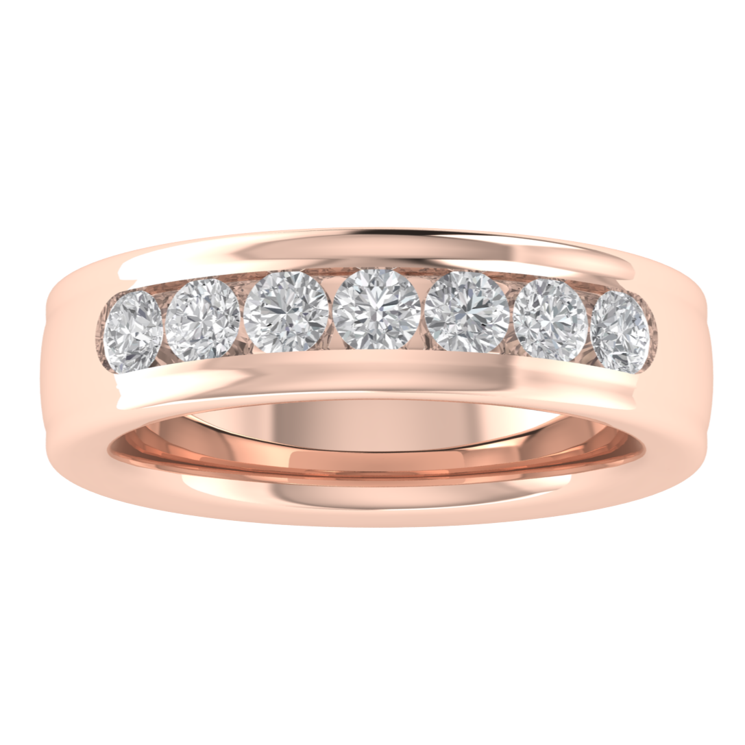 Round Lab Grown Diamond Channel Set 14K White Gold Wedding Band