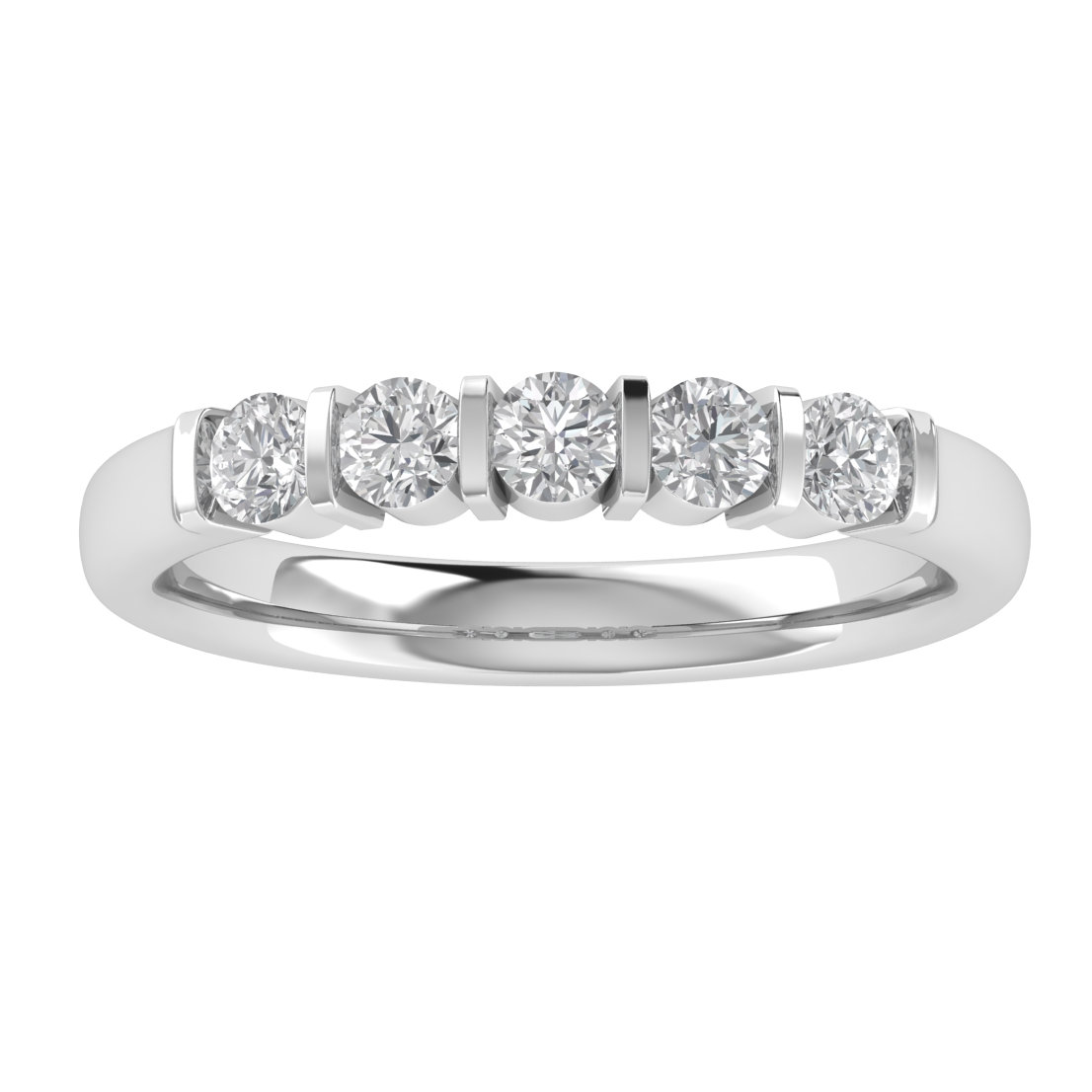 Lab Grown Diamond Bar Setting 14K White Gold Wedding Band