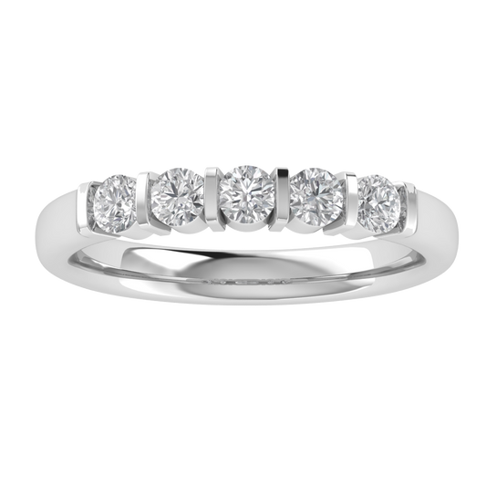 Lab Grown Diamond Bar Setting 14K White Gold Wedding Band
